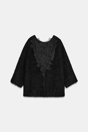 LACE-COMBINED KNIT JUMPER