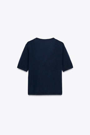 100% EXTRA FINE WOOL SHORT SLEEVE CARDIGAN - Image 7