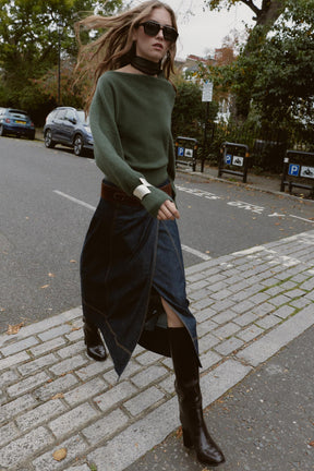 ASYMMETRIC KNIT JUMPER WITH CUFF DETAIL - Image 1