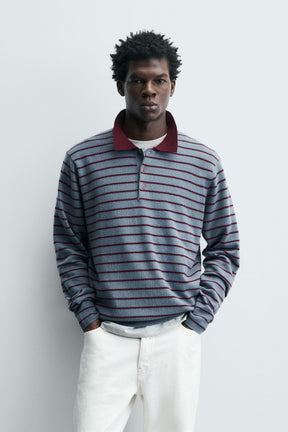 STRIPED WOOL BLEND KNIT POLO SHIRT - Image 2