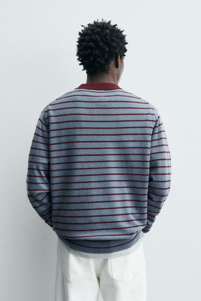 STRIPED WOOL BLEND KNIT POLO SHIRT - Image 3