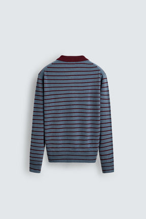 STRIPED WOOL BLEND KNIT POLO SHIRT - Image 6