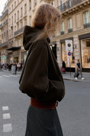 HOODED JACKET WITH ELASTIC HEM - Image 4