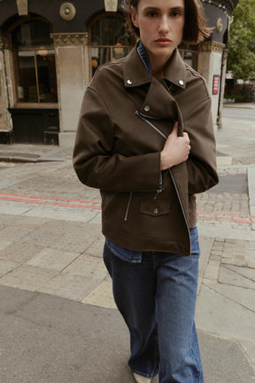 FAUX SUEDE BIKER JACKET