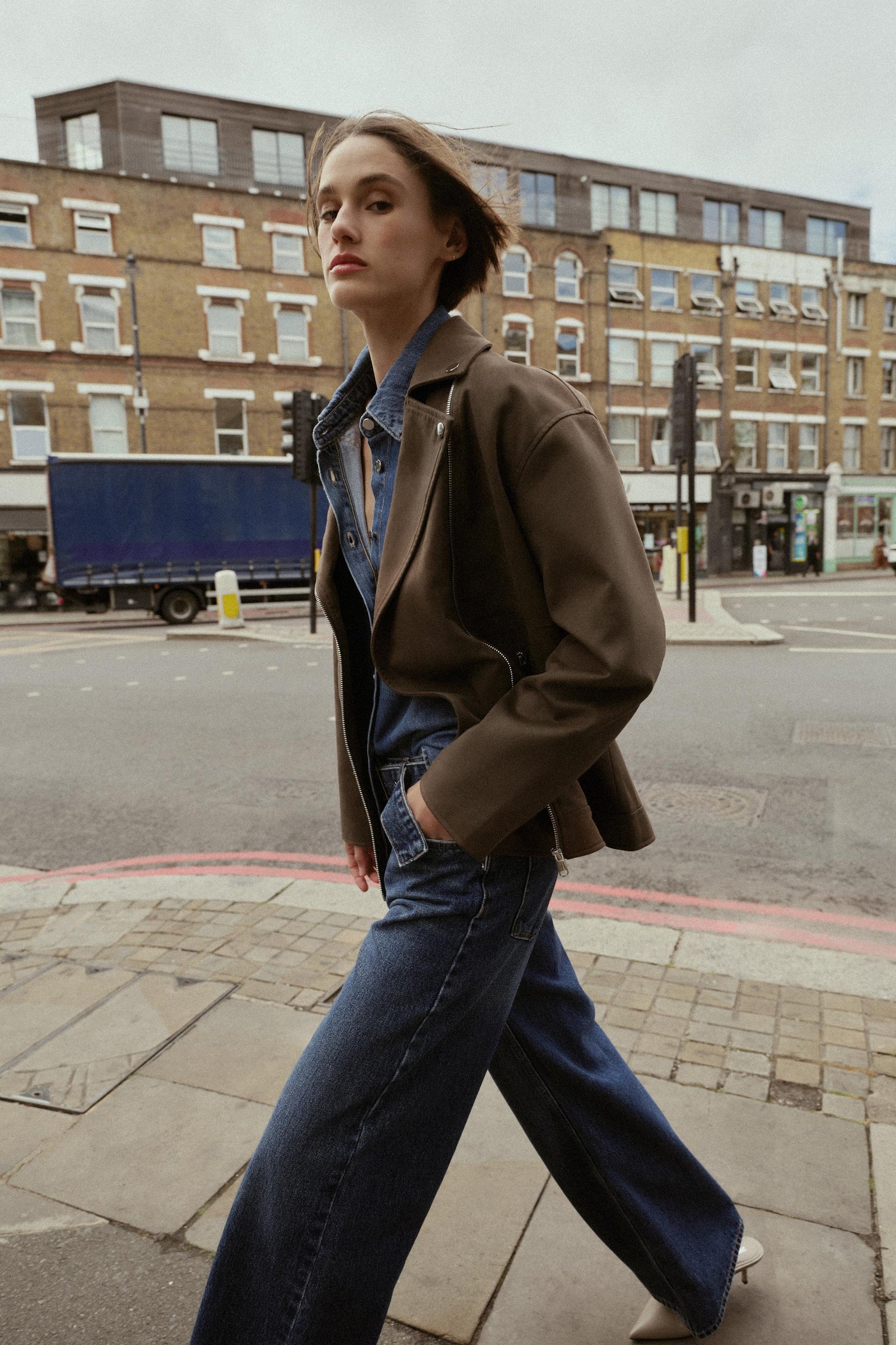 FAUX SUEDE BIKER JACKET