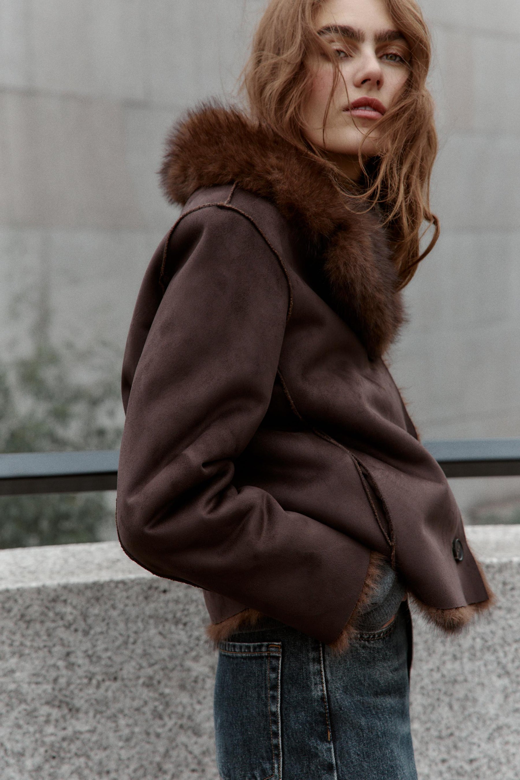 REVERSIBLE FAUX FUR JACKET