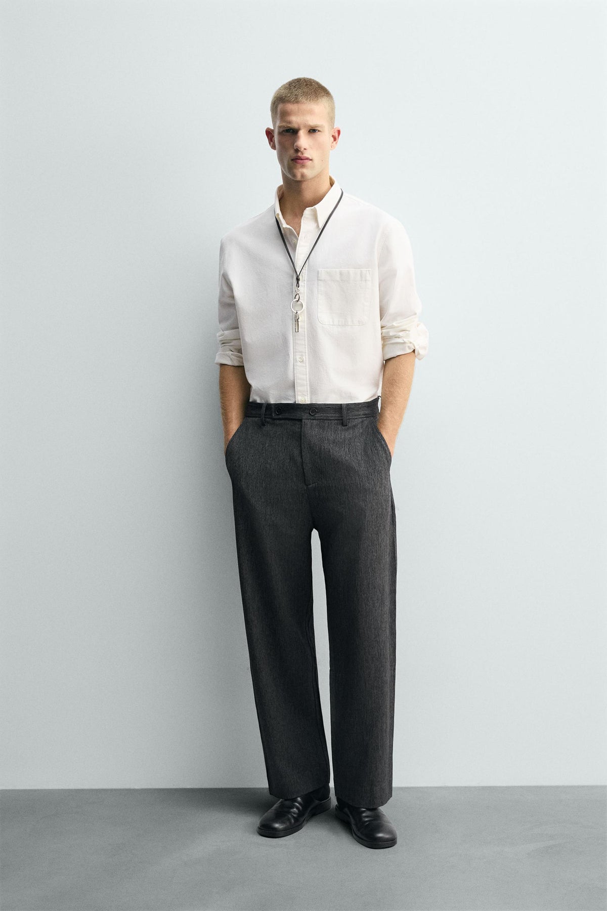 TEXTURED CARROT FIT TROUSERS - Image 1