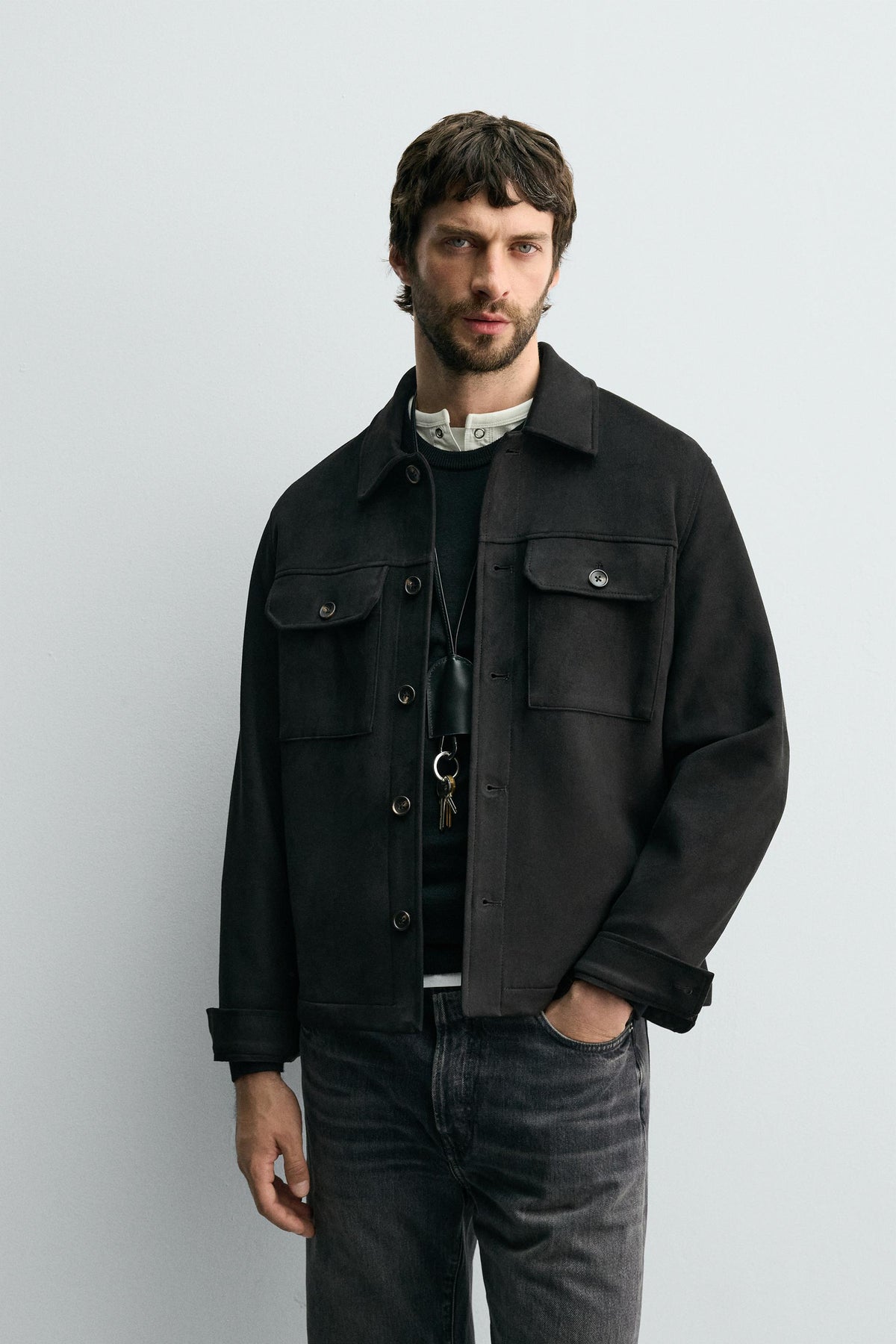FAUX SUEDE OVERSHIRT - Image 2
