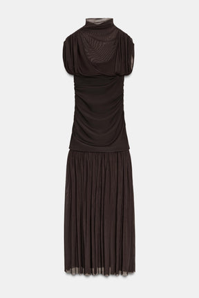 COMBINED DRAPED MIDI DRESS - Image 6