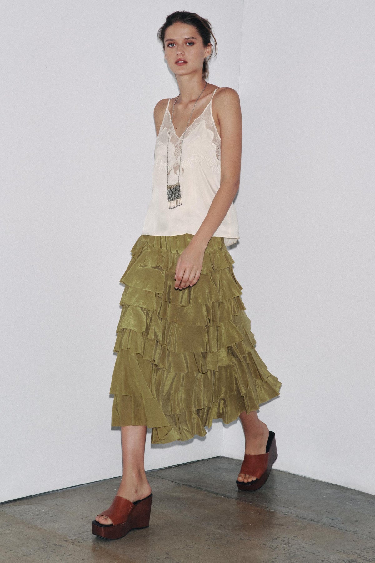 Ruffled Midi Skirt