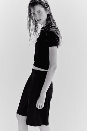 SHORT SLEEVE KNIT TOP WITH PIPING - Image 5