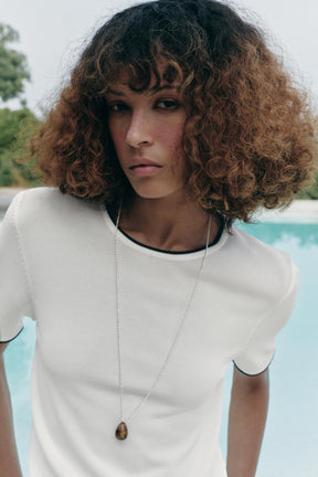 SHORT SLEEVE KNIT JUMPER WITH CONTRAST TRIMS - Image 3