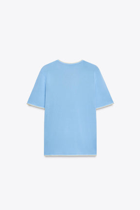 SHORT SLEEVE KNIT JUMPER WITH CONTRAST TRIMS - Image 7