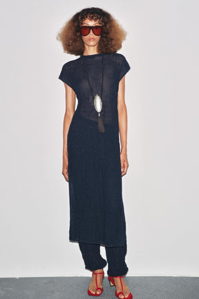 FINE KNIT CRINKLED MIDI DRESS - Image 5