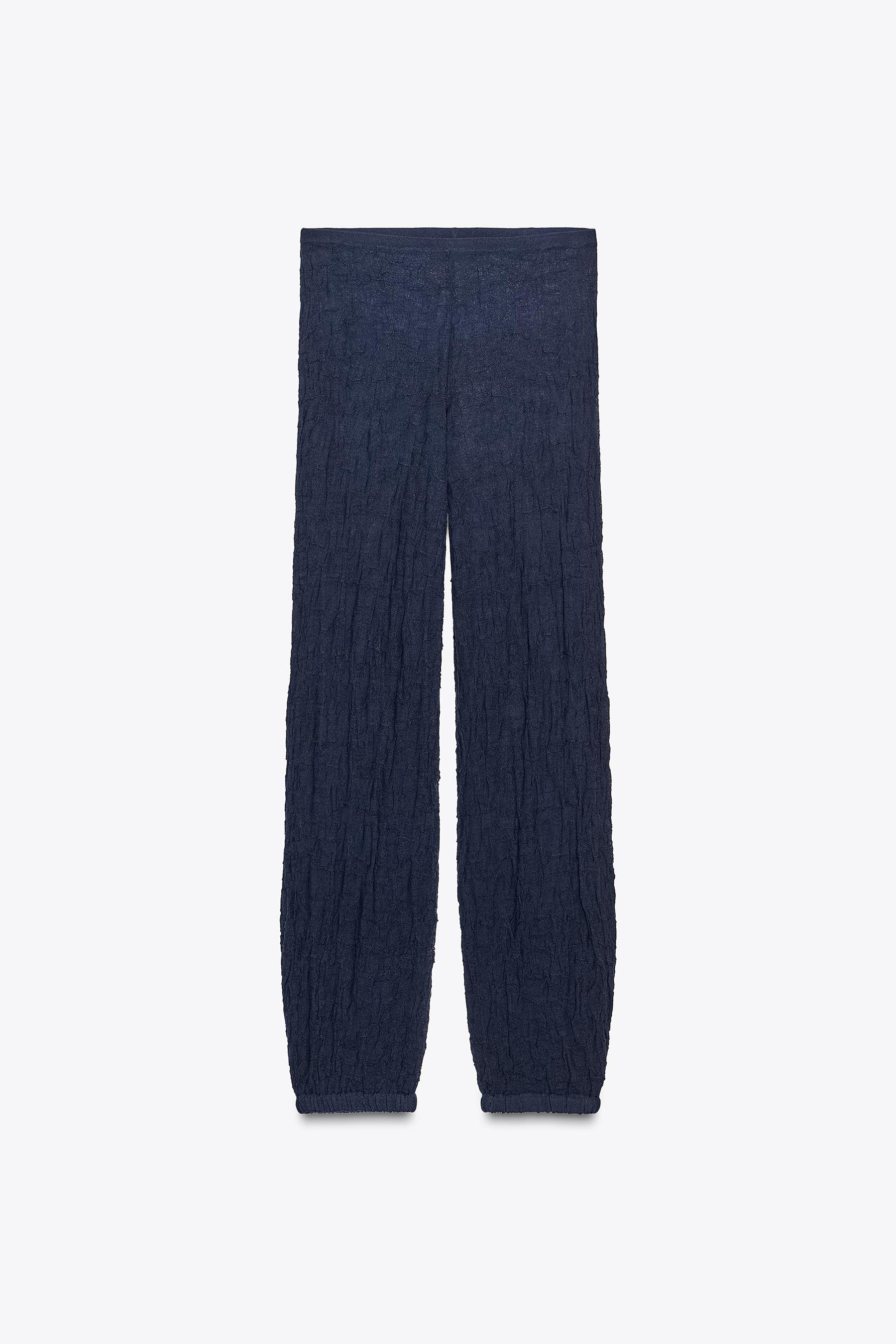 FINE KNIT WRINKLED-EFFECT TROUSERS - Image 7