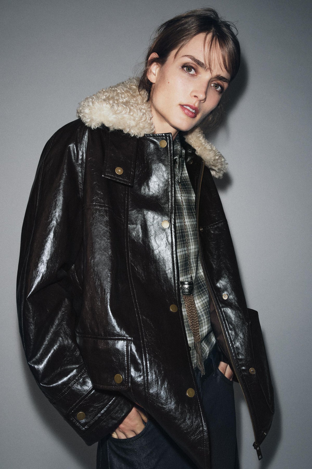 FAUX FUR COLLAR JACKET ZW COLLECTION - Image 2