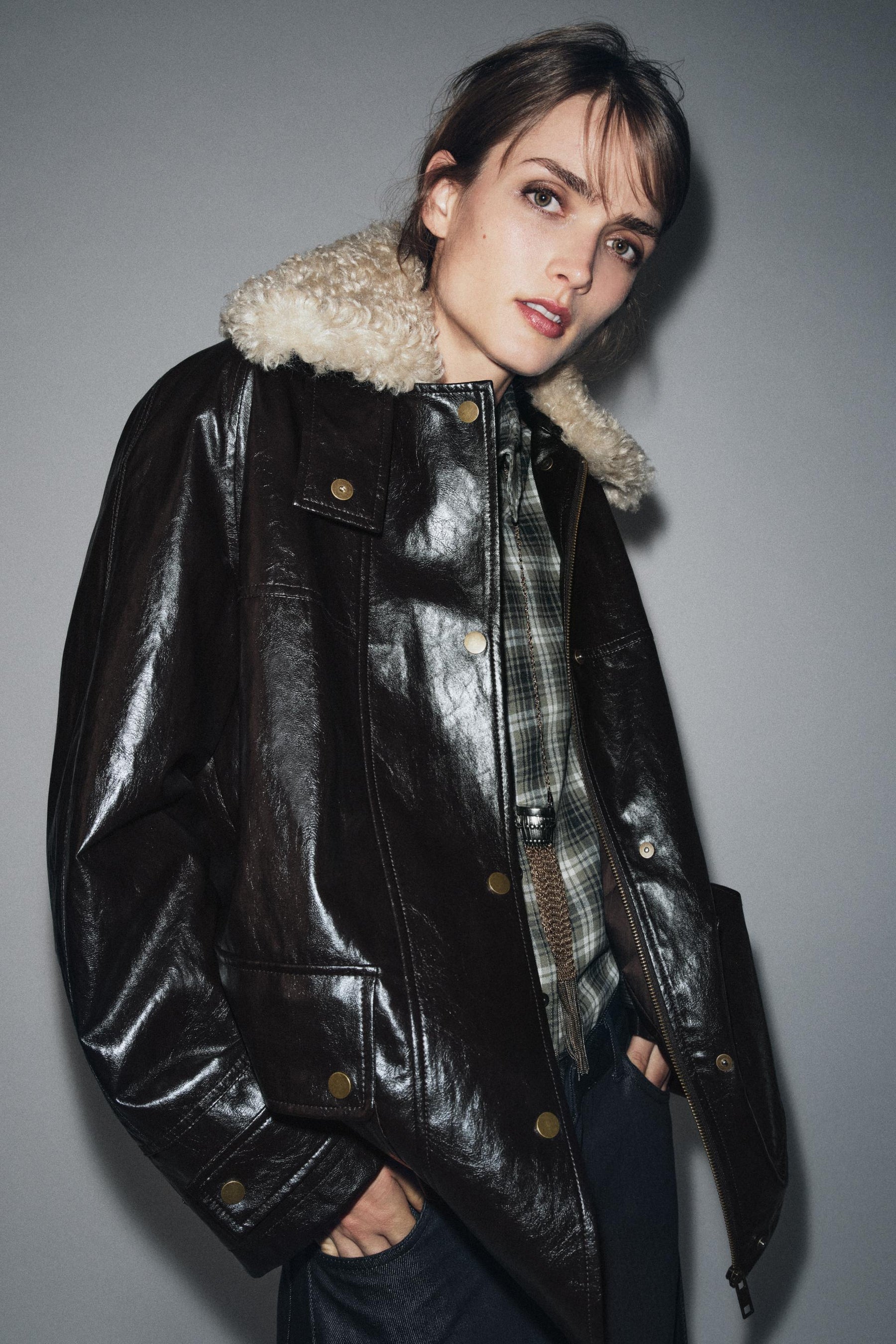 FAUX FUR COLLAR JACKET ZW COLLECTION - Image 2