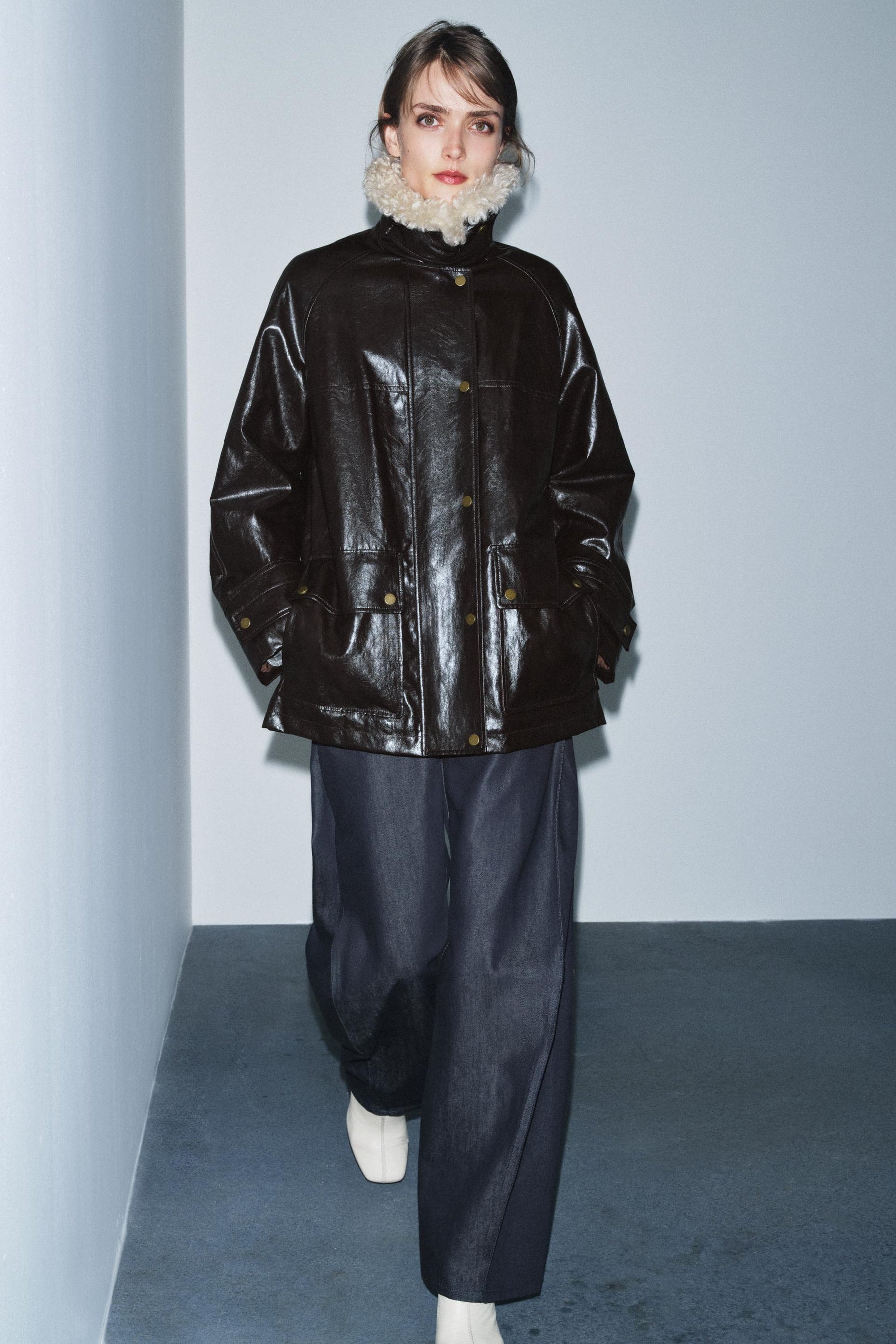 FAUX FUR COLLAR JACKET ZW COLLECTION - Image 4