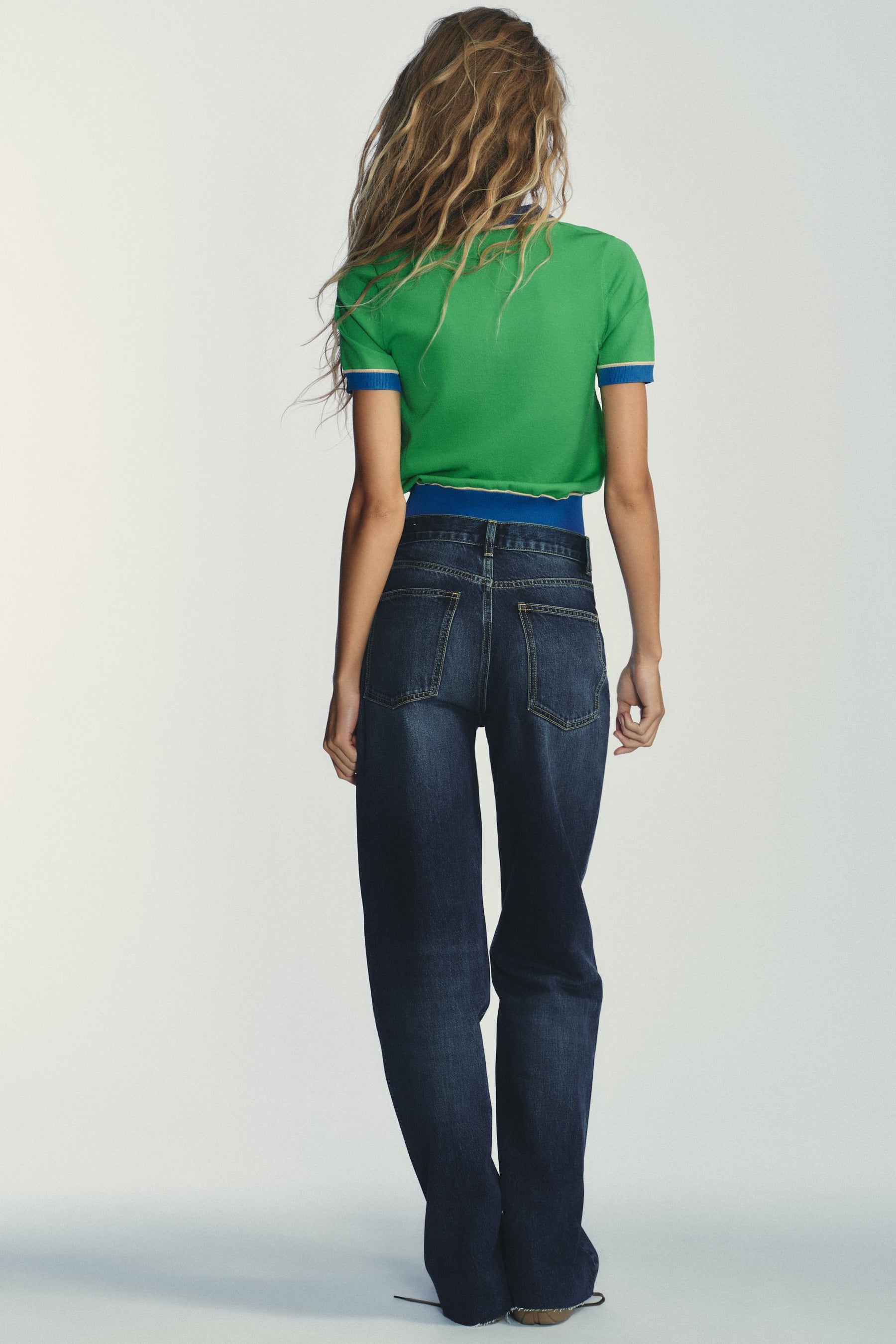 Contrast Knit Polo Shirt