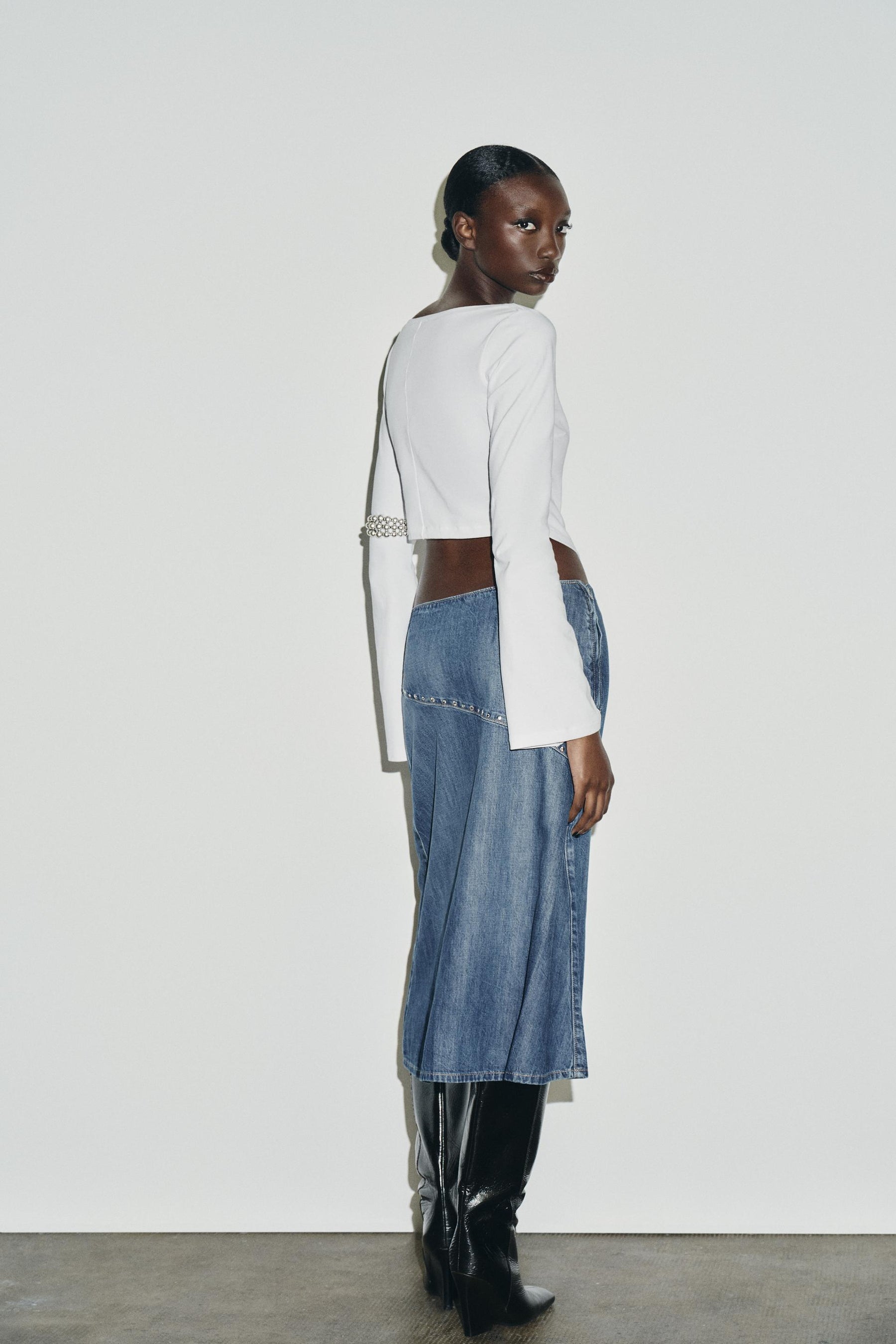 Asymmetric Boat Neck Shirt