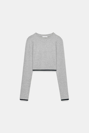 Cropped Mock Layer T-Shirt