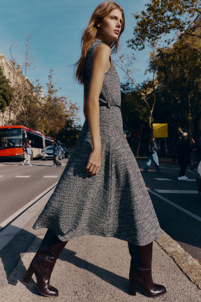 TEXTURED BELTED DRESS - Image 3