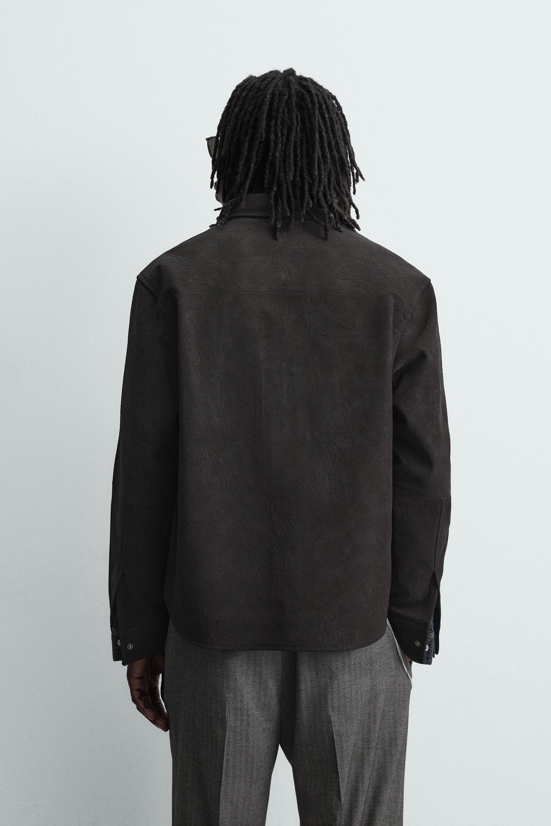 RELAXED FIT FAUX LEATHER OVERSHIRT - Image 3