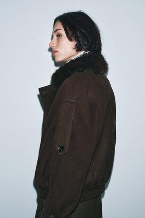 WOOL BLEND JACKET WITH FUR COLLAR - Image 3