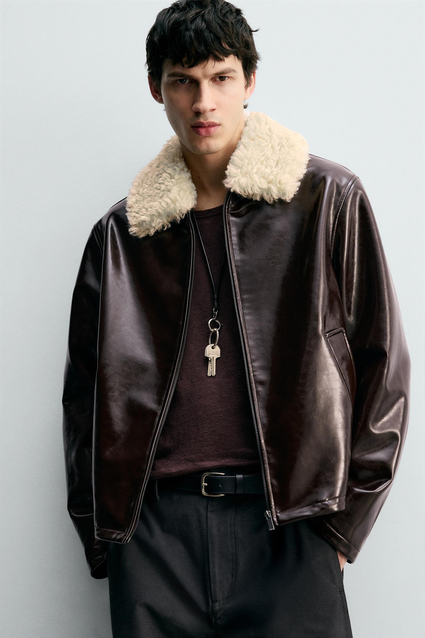 CONTRAST VINYL FINISH JACKET - Image 5