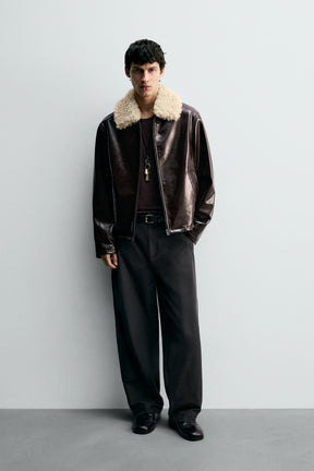 CONTRAST VINYL FINISH JACKET - Image 1