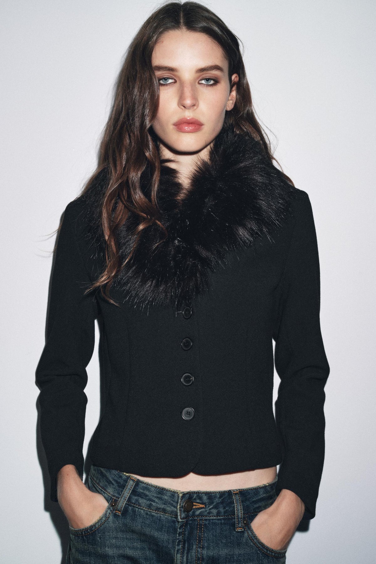 Faux Fur Collar Jacket