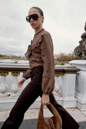 Ruffled Check Blouse