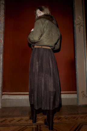 BLURRED PRINT MIDI SKIRT