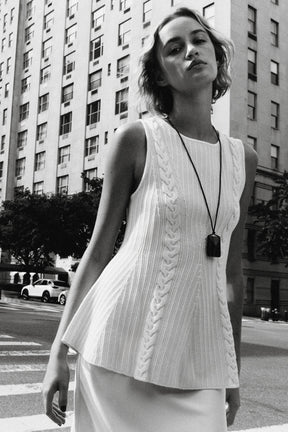 CABLE KNIT PEPLUM TOP - Image 2