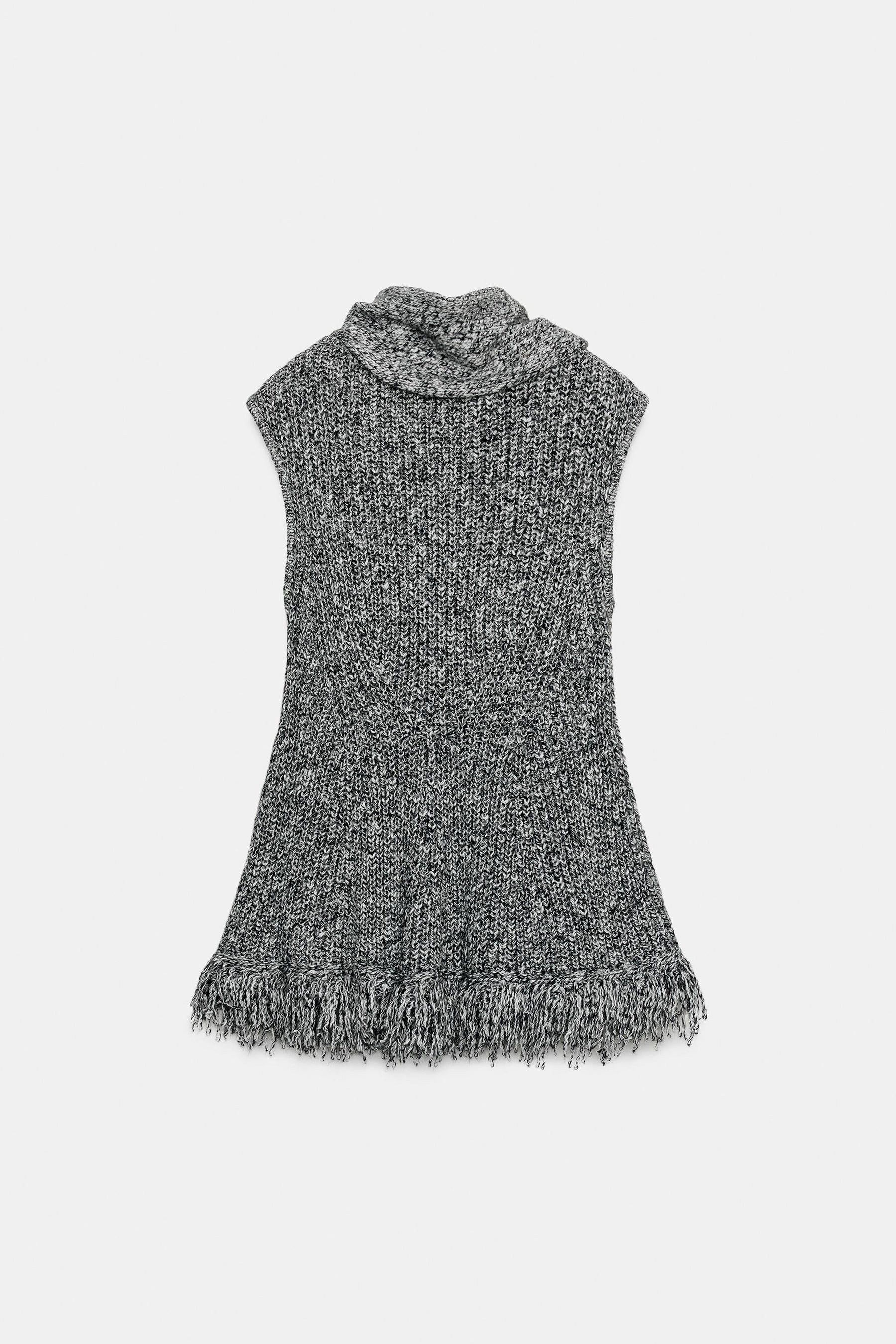 KNIT TOP WITH SCARF AND FRINGED HEM - Image 2