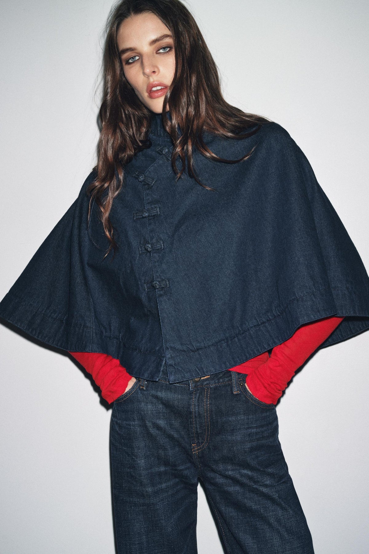 DENIM CAPE WITH TOGGLES - Image 2