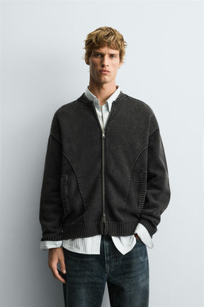 WASHED KNIT BOMBER JACKET - Image 2