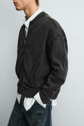 WASHED KNIT BOMBER JACKET - Image 5