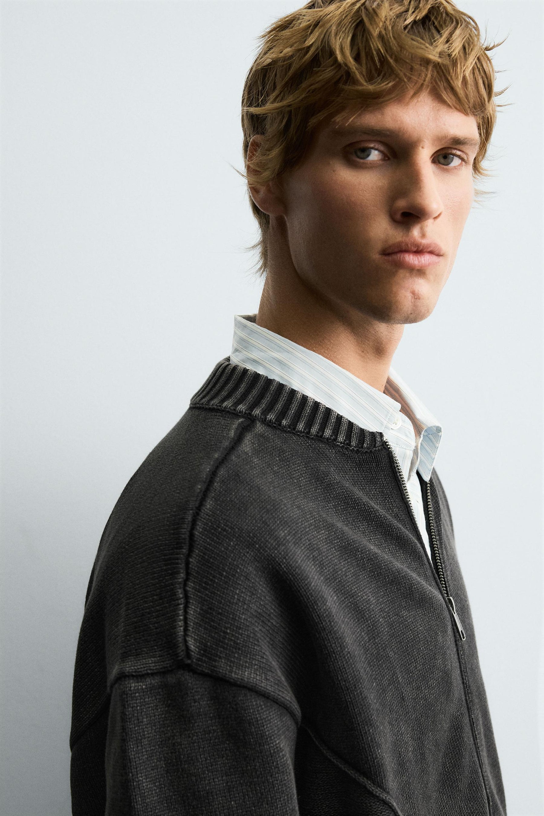 WASHED KNIT BOMBER JACKET - Image 6