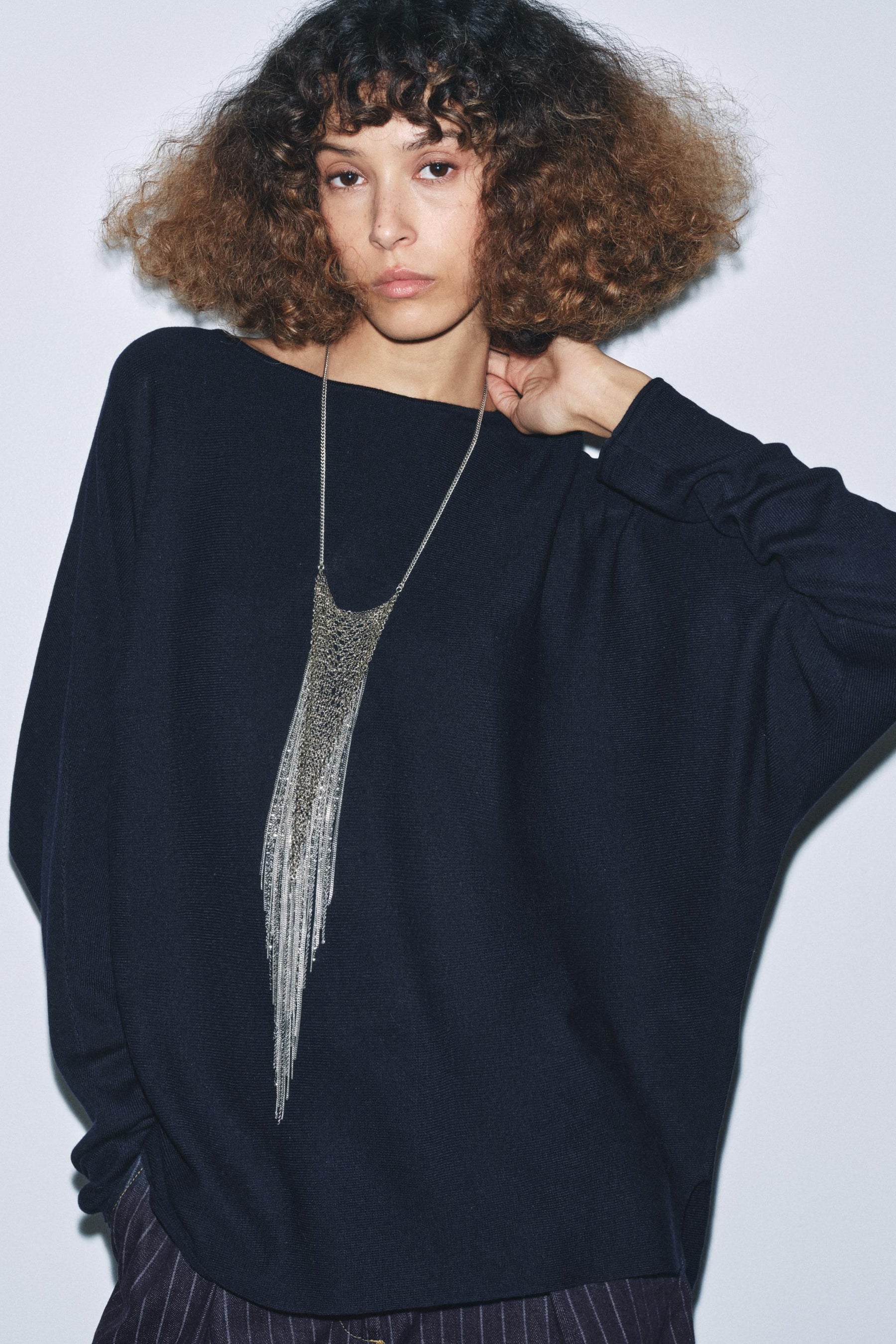 LONG CAPE KNIT SWEATER - Image 1