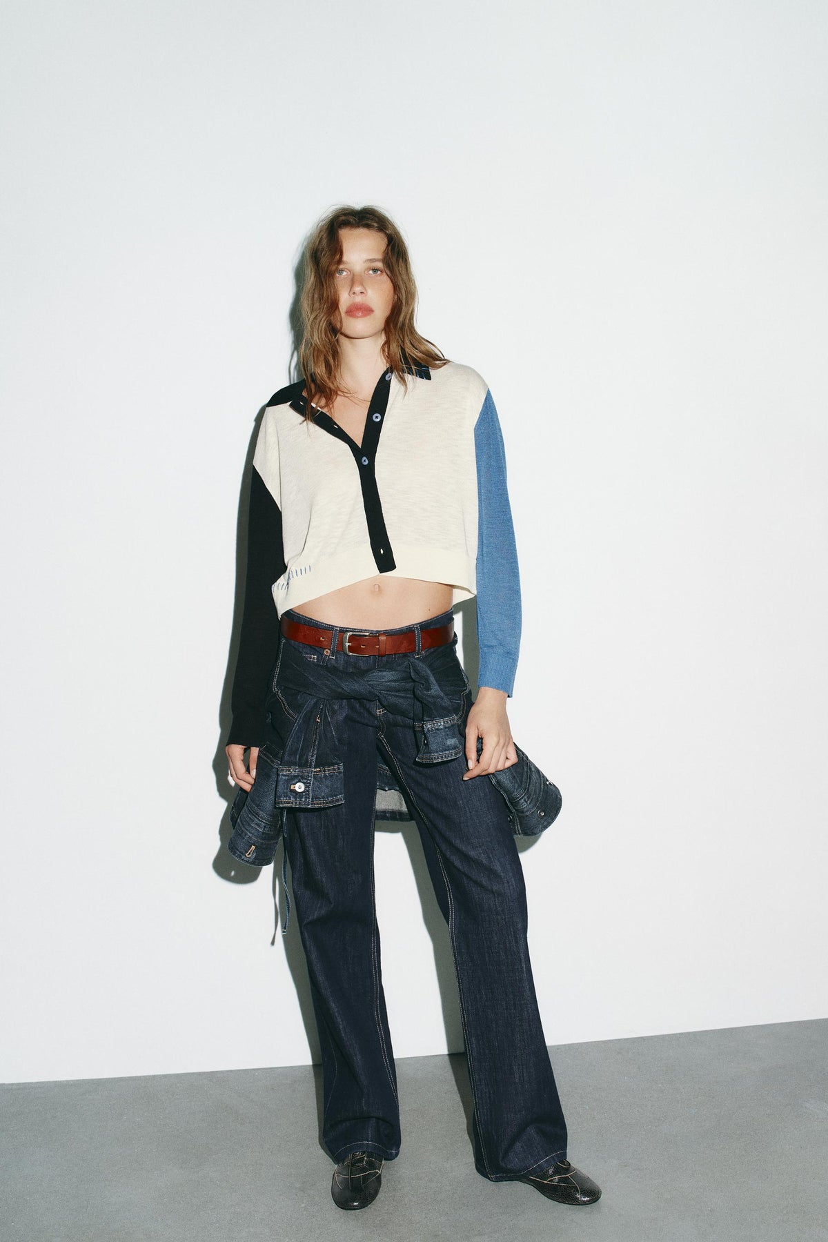 CONTRAST KNIT CARDIGAN - Image 1