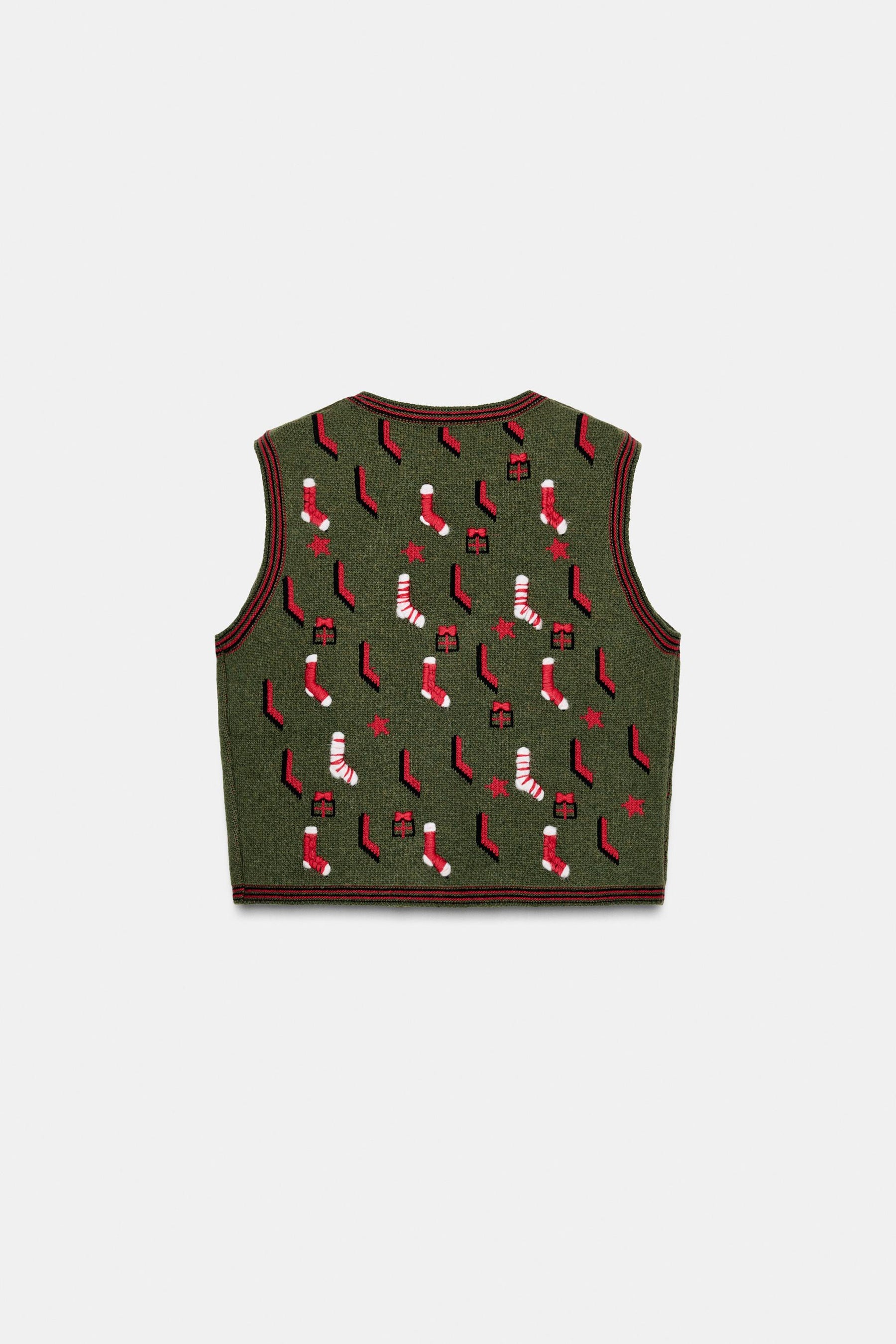 KNIT CHRISTMAS EMBROIDERED VEST - Image 3