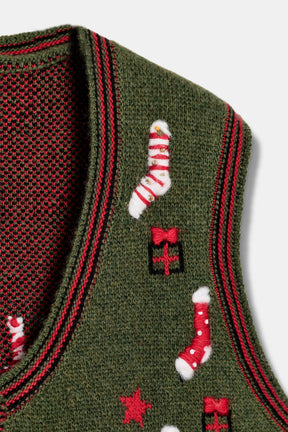 KNIT CHRISTMAS EMBROIDERED VEST - Image 5