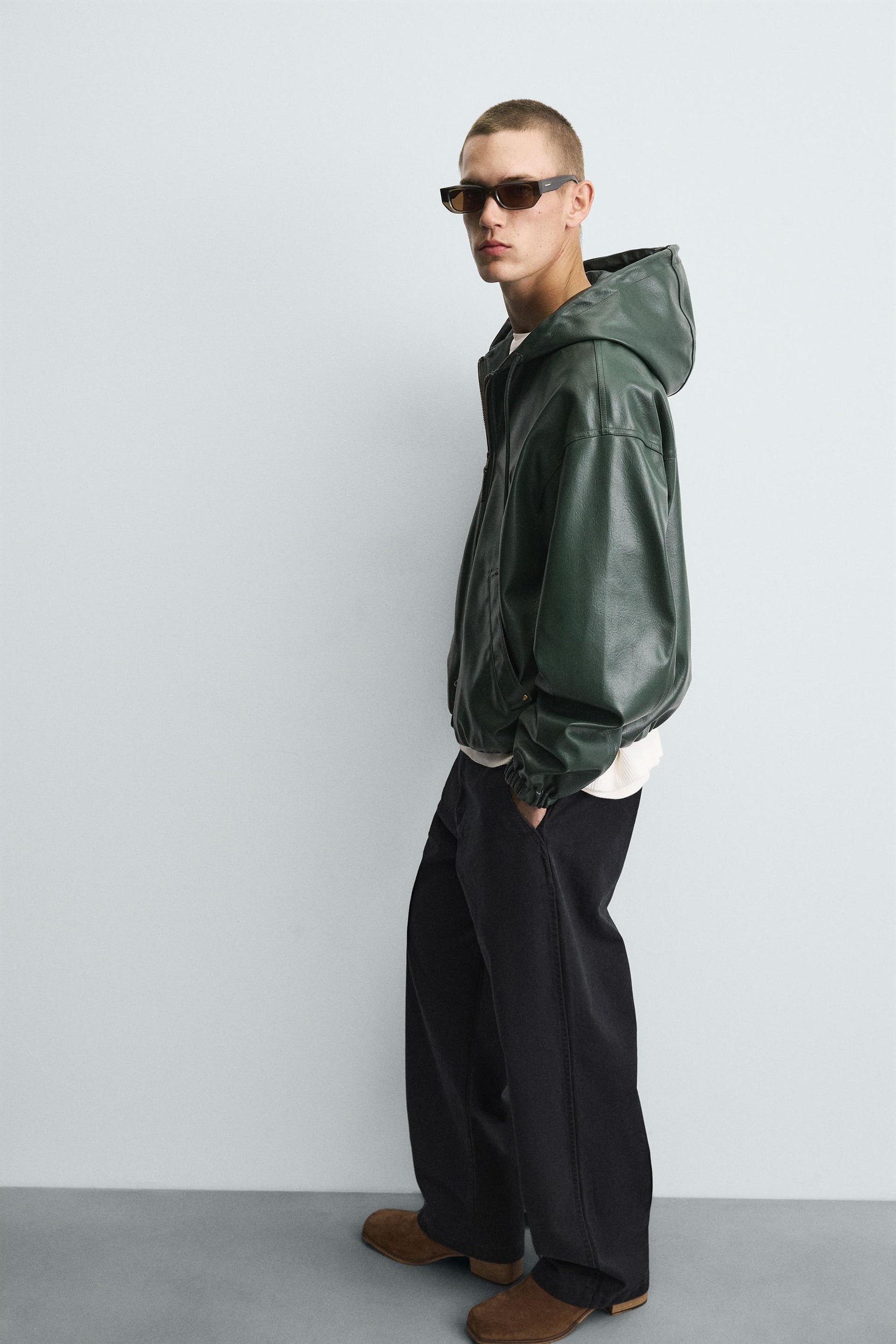 HOODED LEATHER EFFECT JACKET - Image 6