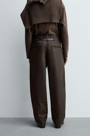 PLEATED TROUSERS WITH BELT - Image 3