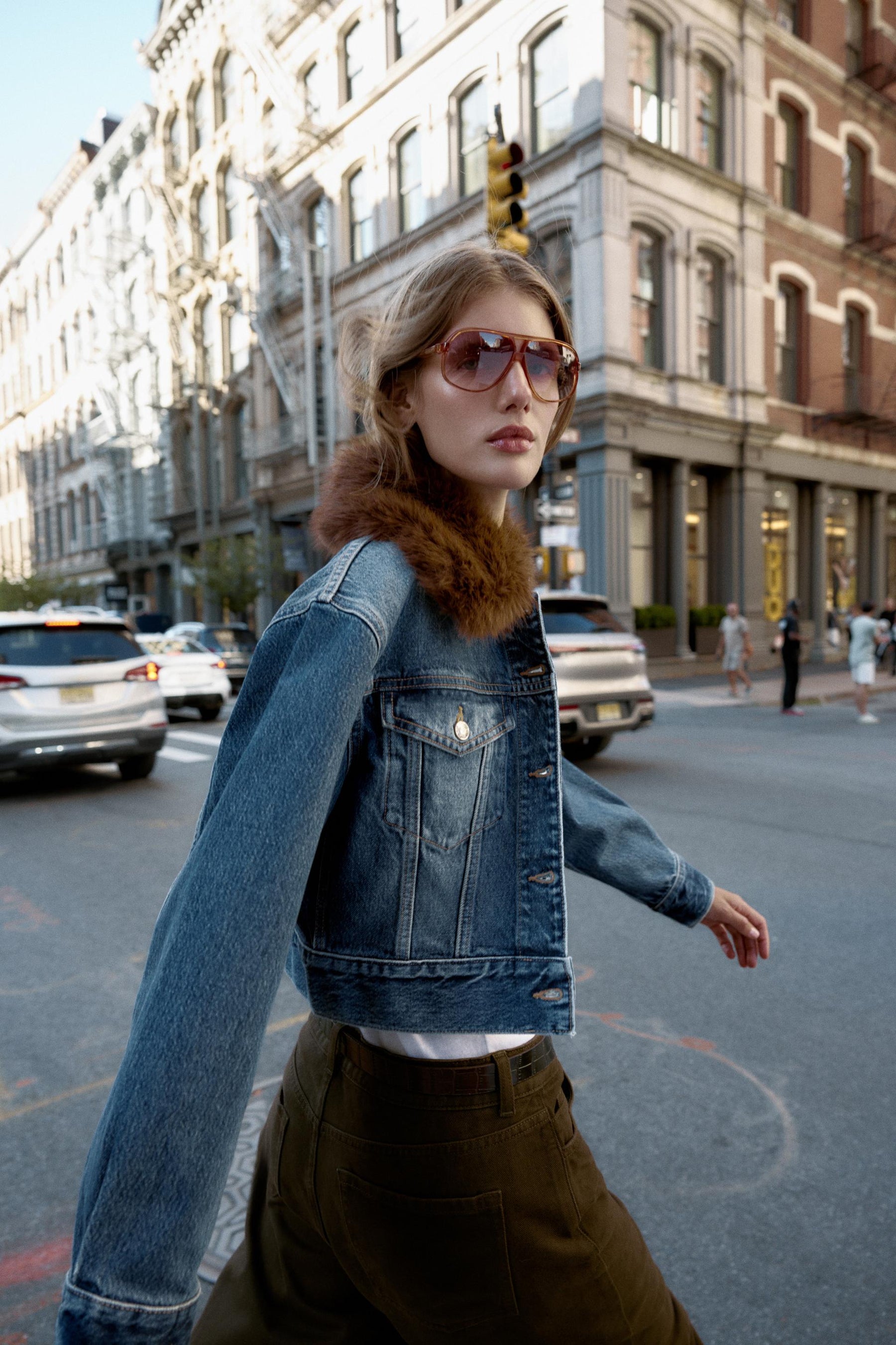 Faux Fur Denim Jacket