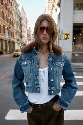 Faux Fur Denim Jacket