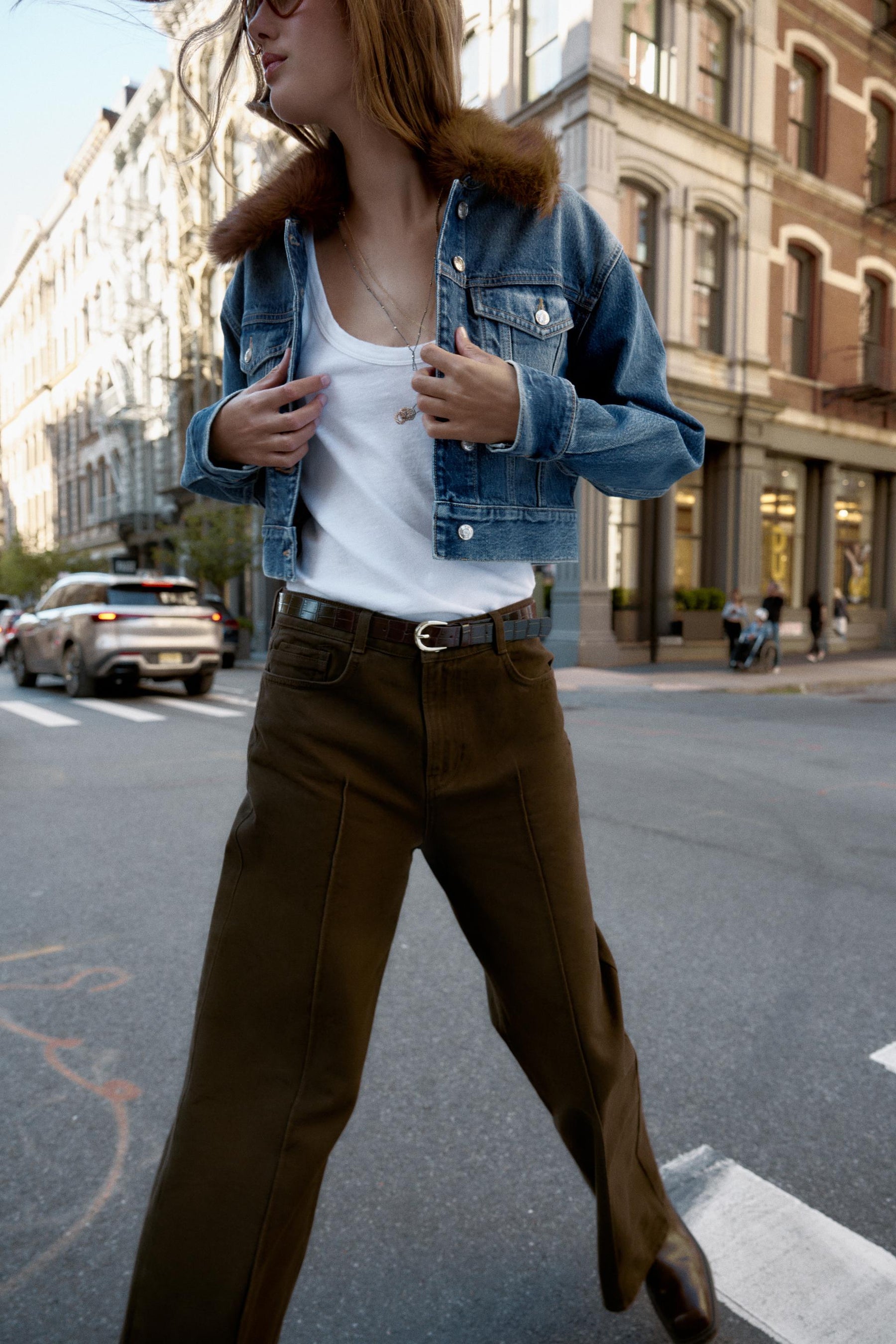 Faux Fur Denim Jacket