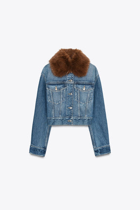 Faux Fur Denim Jacket