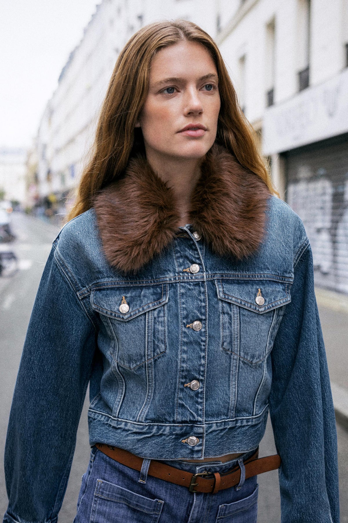 Faux Fur Denim Jacket
